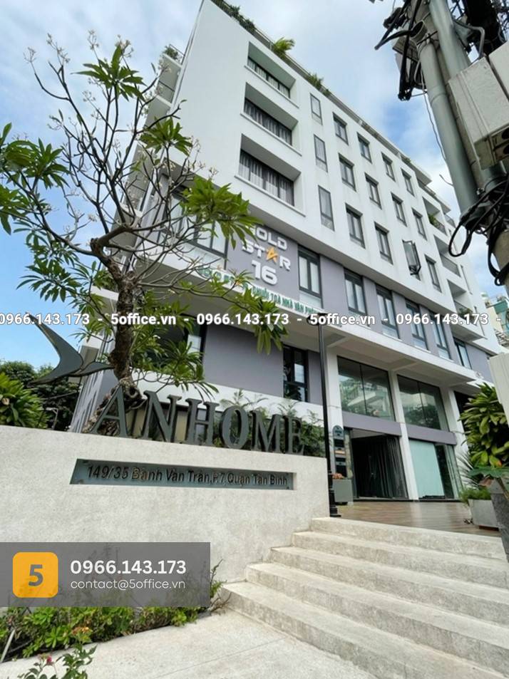 Mặt trước cao ốc văn cho thuê phòng toà nhà GoldStar 16, 149/35 Bành Văn Trân, Quận Tân Bình, TPHCM - 5office.vn - 0966143173